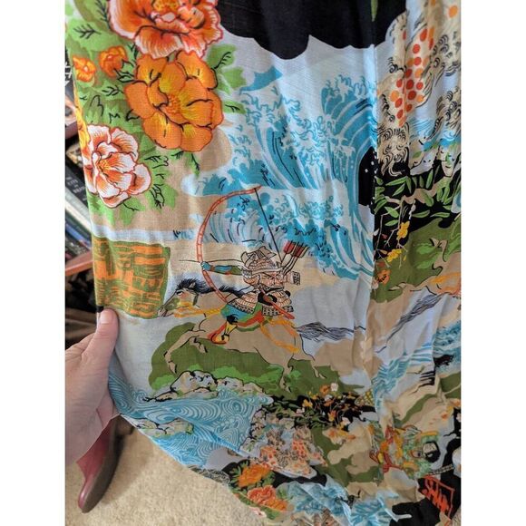 Vintage Liberty House Women's Small Japanese Samurai Geisha Print Maxi Dress 70s - Picture 4 of 7